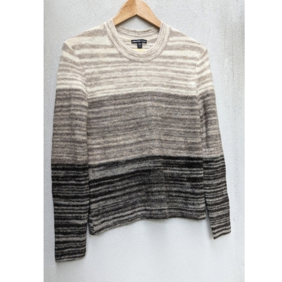 James Perse Reverse Wool Blend Striped Sweater - Minimalist Soft Ombre Knit - 1 - Picture 4 of 10